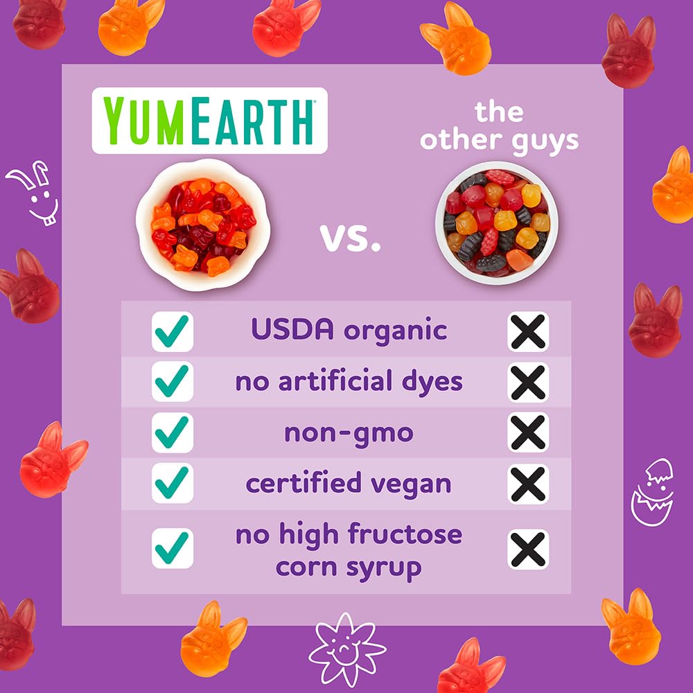 YumEarth Easter Candy Organic Gummy Fruits, 4 Ounce - Spring Fruit Flavors - Allergy Friendly, Gluten Free, Non-GMO, Vegan, No Artificial Dyes