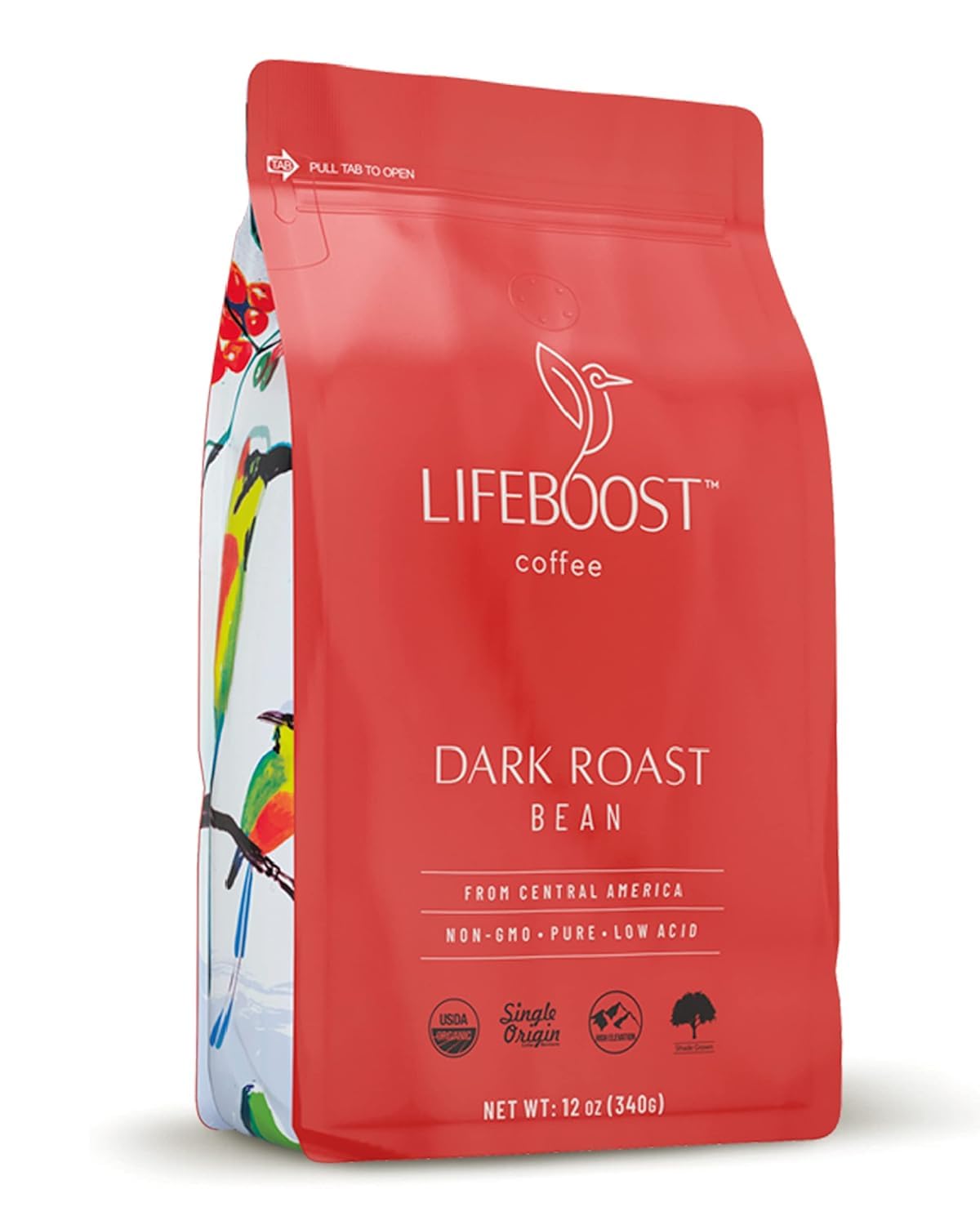 Lifeboost Dark Organic Coffee Beans - Single Origin Non-GMO Dark Roast Low Acid Coffee Beans - Third Party Tested For Mycotoxins & Pesticides - Whole