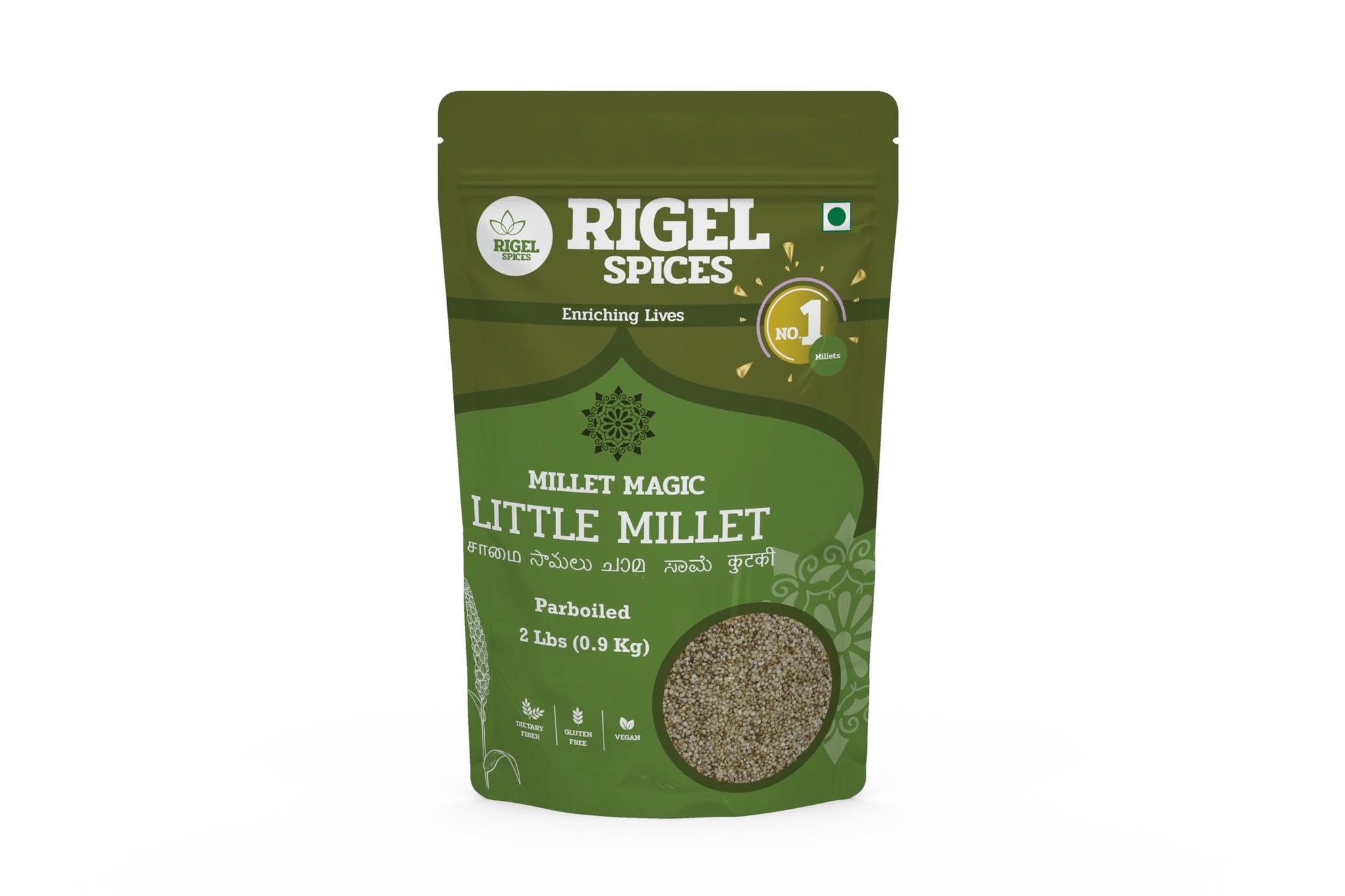 Rigel Spices | Little Millet | 2lbs resealable pack | Samai | Non GMO | Gluten Free | Rich in fiber
