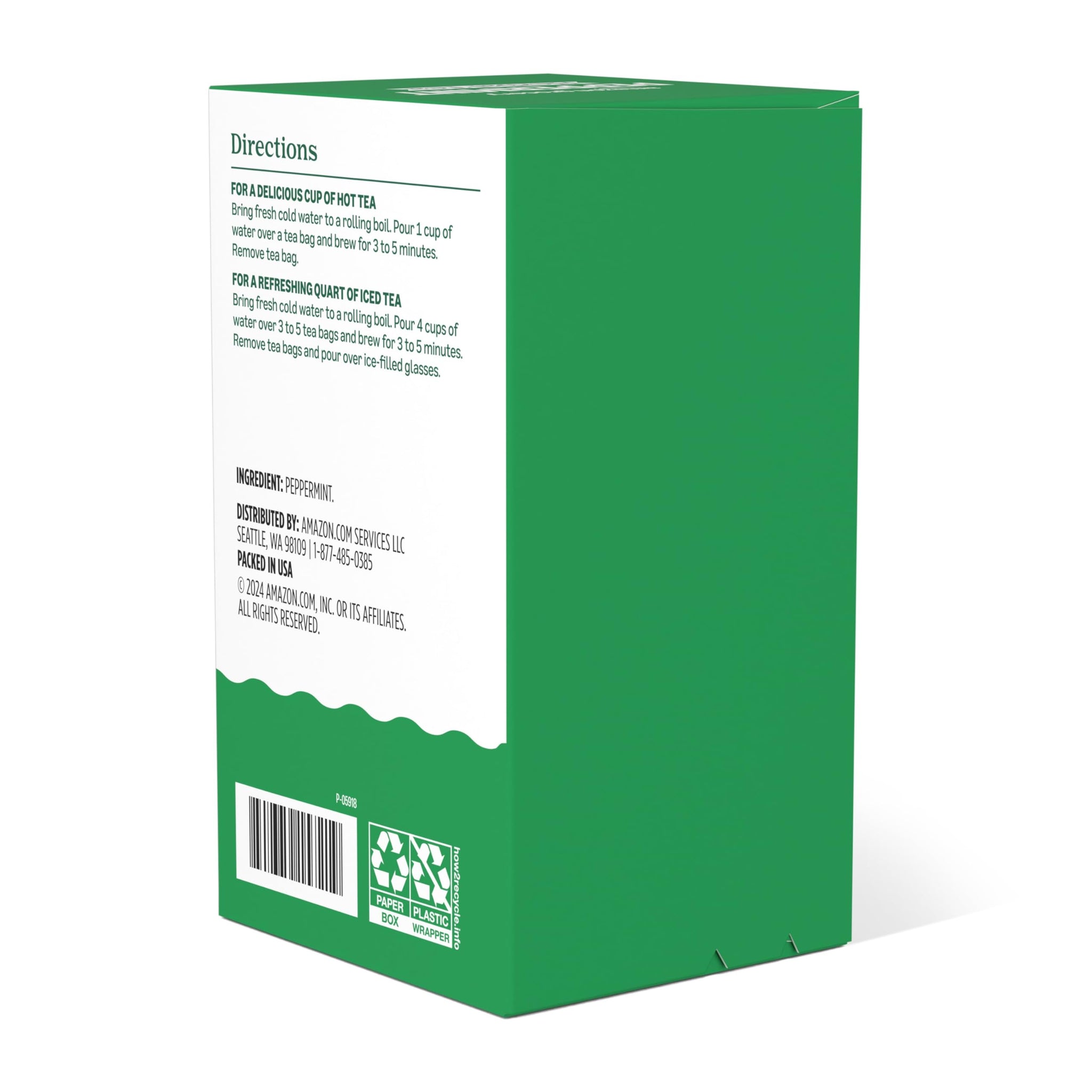 Amazon Grocery, Peppermint Herbal Tea Bags, 20 Ct