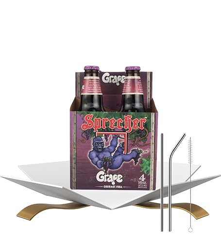 Grape Soda 64floz Bundle with Straws - Refreshing Fruity Beverage for Parties, Picnics, and Everyday Enjoyment - Gift Set (2 Items)