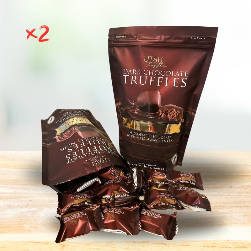 Utah Truffles Sea Salt Dark Chocolate, 16 oz each - Total 32 oz - 2 pack