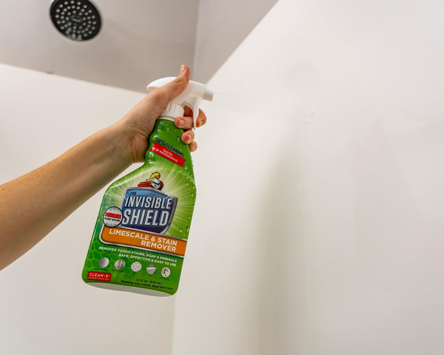 Invisible Shield Limescale & Stain Remover 32 fl. oz - Spray Away Hard Water & Soap Scum by UNELKO- Clean-X 2 pack