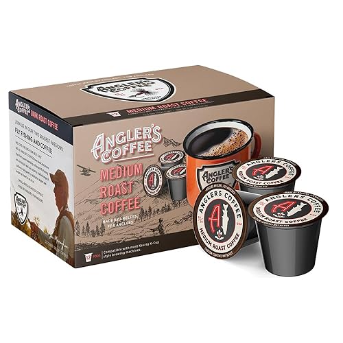 Angler's Coffee, Single Serve Artisan Blend Medium Roast, 12 Coffee Pods, Compatible with K Cup Brewers