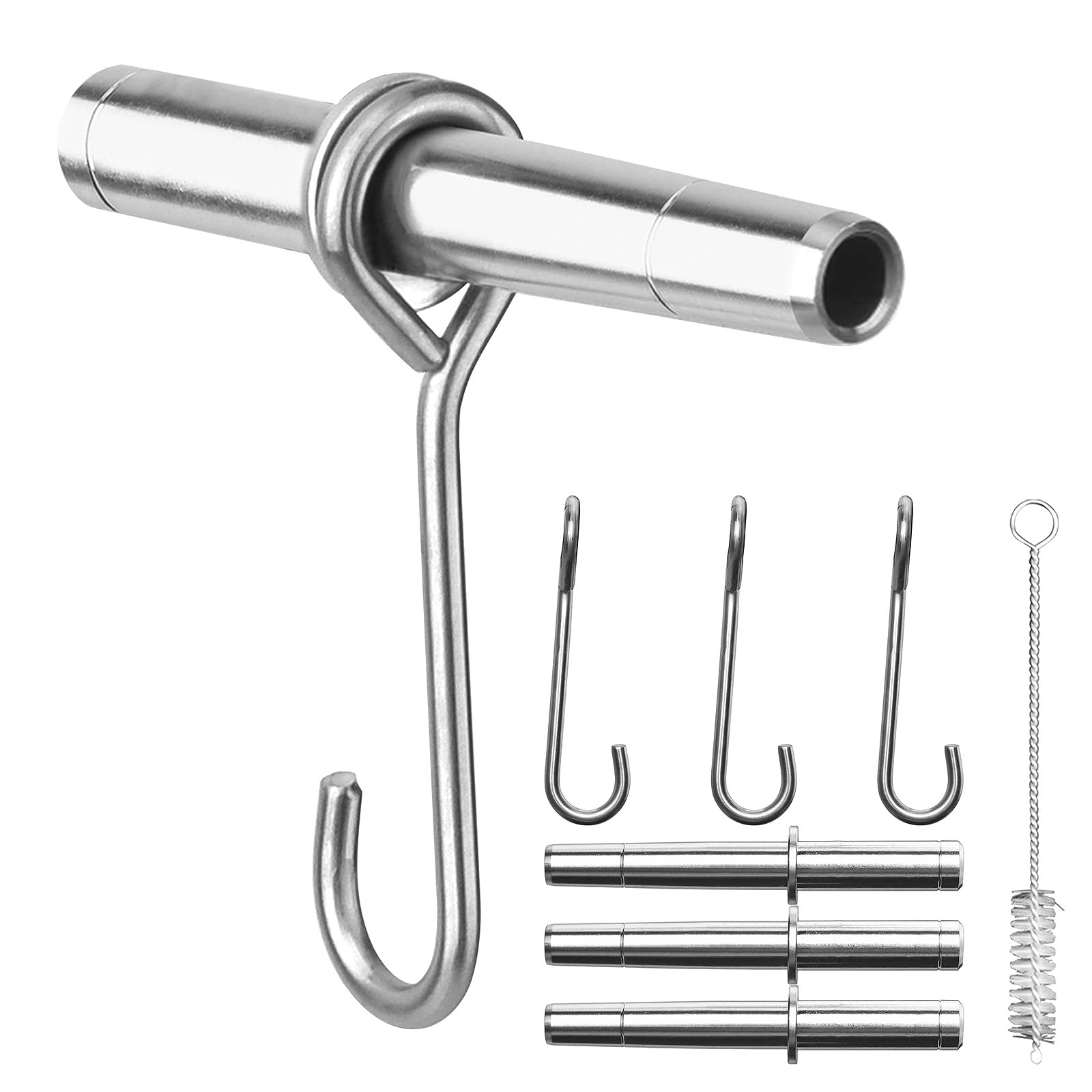ARGCONNER Stainless Steel Maple Syrup Taps Kit, Spiles for Tapping Trees, 3 Spiles and Hooks With 1 Spile Cleaning Brush