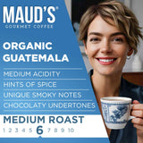 Maud's Organic Guatemalan Coffee Pods, 50 ct, Single Origin Guatemalan Medium Roast Coffee in Single Serve Pods - 100% Arabica Beans, Compatible