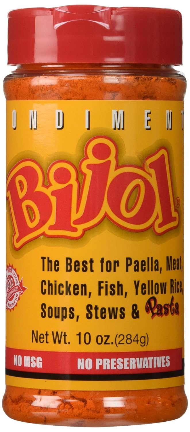 Bijol Condiment, Perfect for Yellow Rice, Paella, Meat, Chicken, Fish, Soups, Stews & Pasta, Substitute for Saffron, 10 Ounce