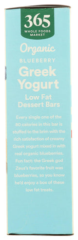 365 by Whole Foods Market, Organic Greek Yogurt Blueberry Low Fat Dessert Bars, 2.5 fl oz, 4 ct, (Frozen)
