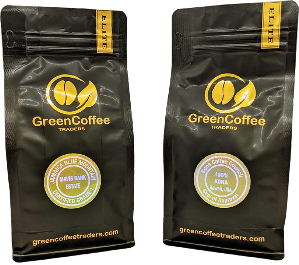 100% Jamaica Blue Mountain & Hawaiian Kona Extra Fancy Coffee : 2 x 1/2lb Bags = 1lb Total