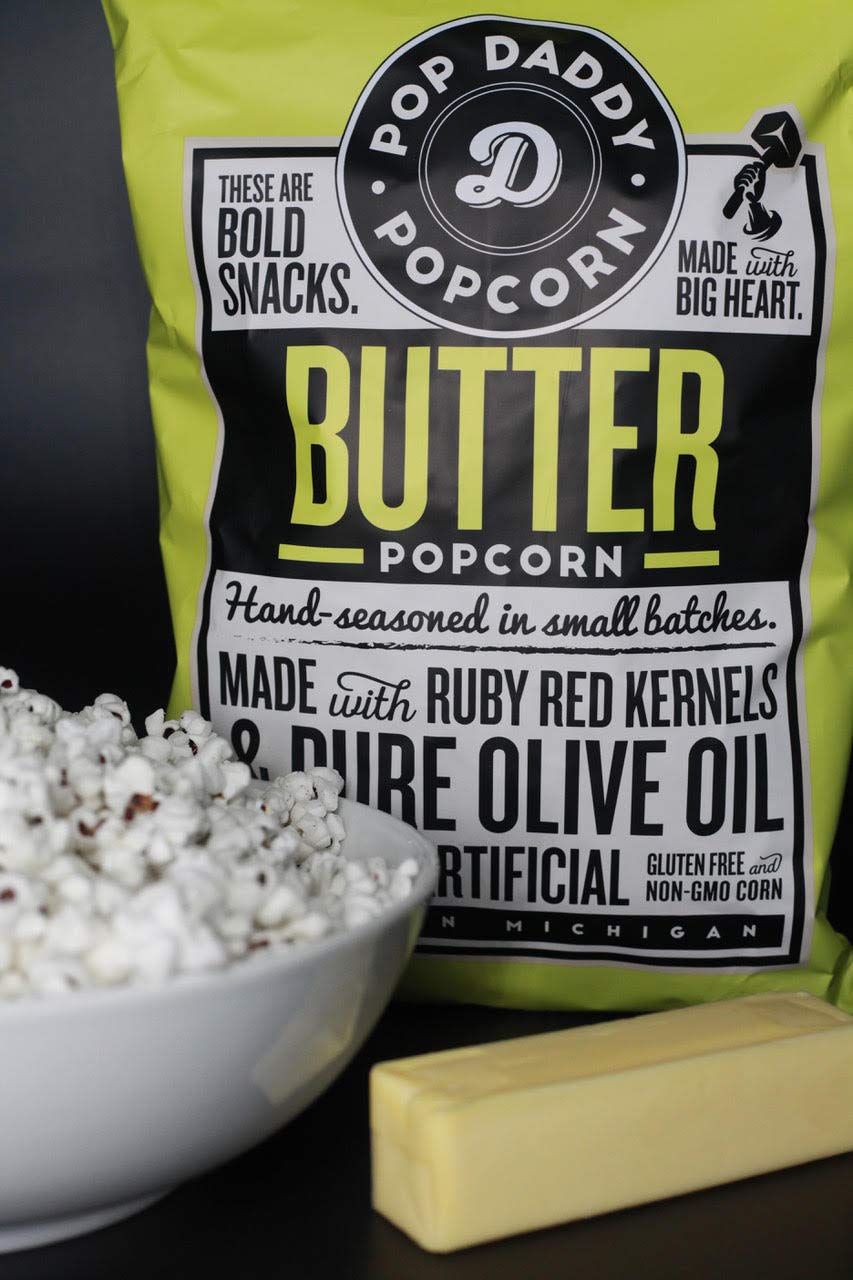 Pop Daddy Butter, 2 Oz Gluten Free Hand Seasoned Gourmet Flavored Popcorn Snacks, 15 Pack