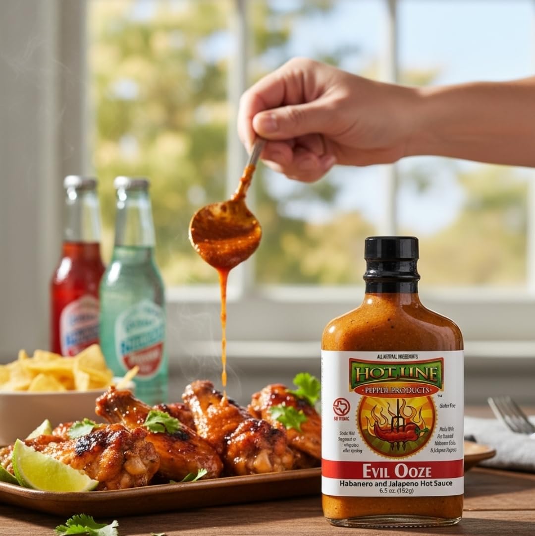HOT LINE PEPPER PRODUCTS Gourmet Hot Sauces (Evil Ooze, 4 pack)