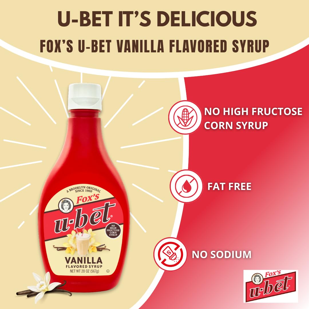 FOX’S U-BET Syrup Bottle - Brooklyn Original Since 1900, Thick, No High Fructose Corn Syrup, Kosher Certified, Fat Free, For Egg Creams, Coffee