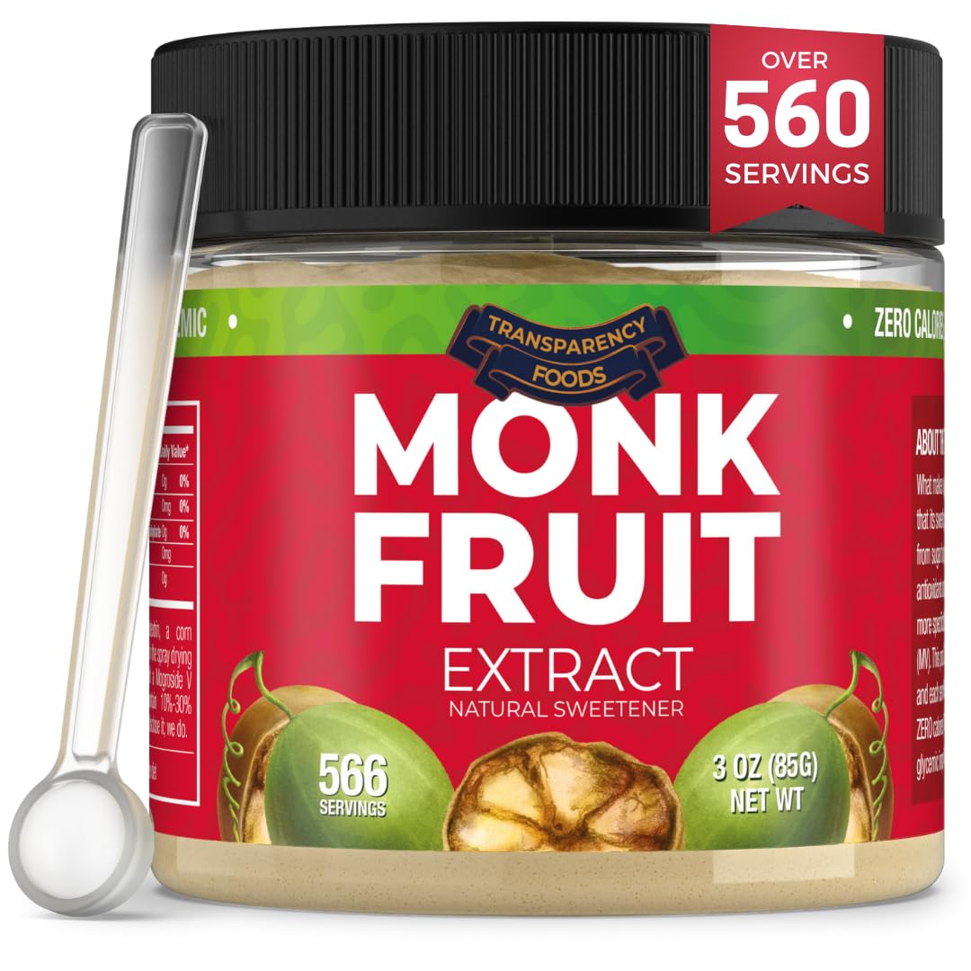 Monk Fruit Sweetener No Erythritol (25X Sweeter Than Sugar) Zero Calories, Zero Glycemic, Non-GMO, No Fillers - Monk Fruit Extract (7% Mogroside V) by