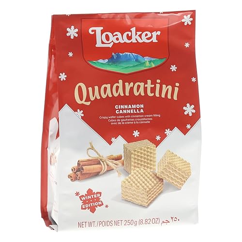 Loacker Quadratini Lemon bitebite-size Wafer Cookies| LARGE Pack of 1 | Crispy Wafers with 4 creamy layers of finest Cinnamon cream filling | great