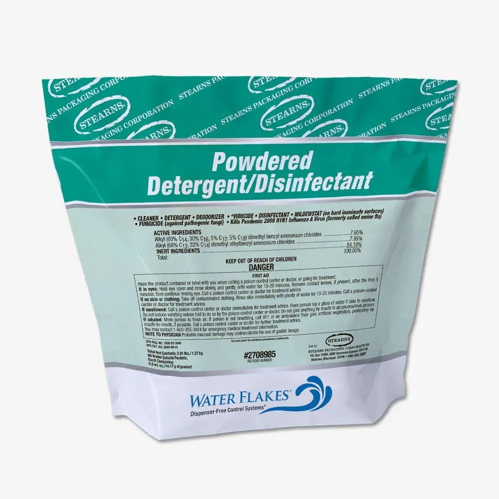 Stearns Water Flakes Powdered Detergent Disinfectant in Premeasured Packets (2 Pails per Case; 90-0.5 oz. Packets per Pail)
