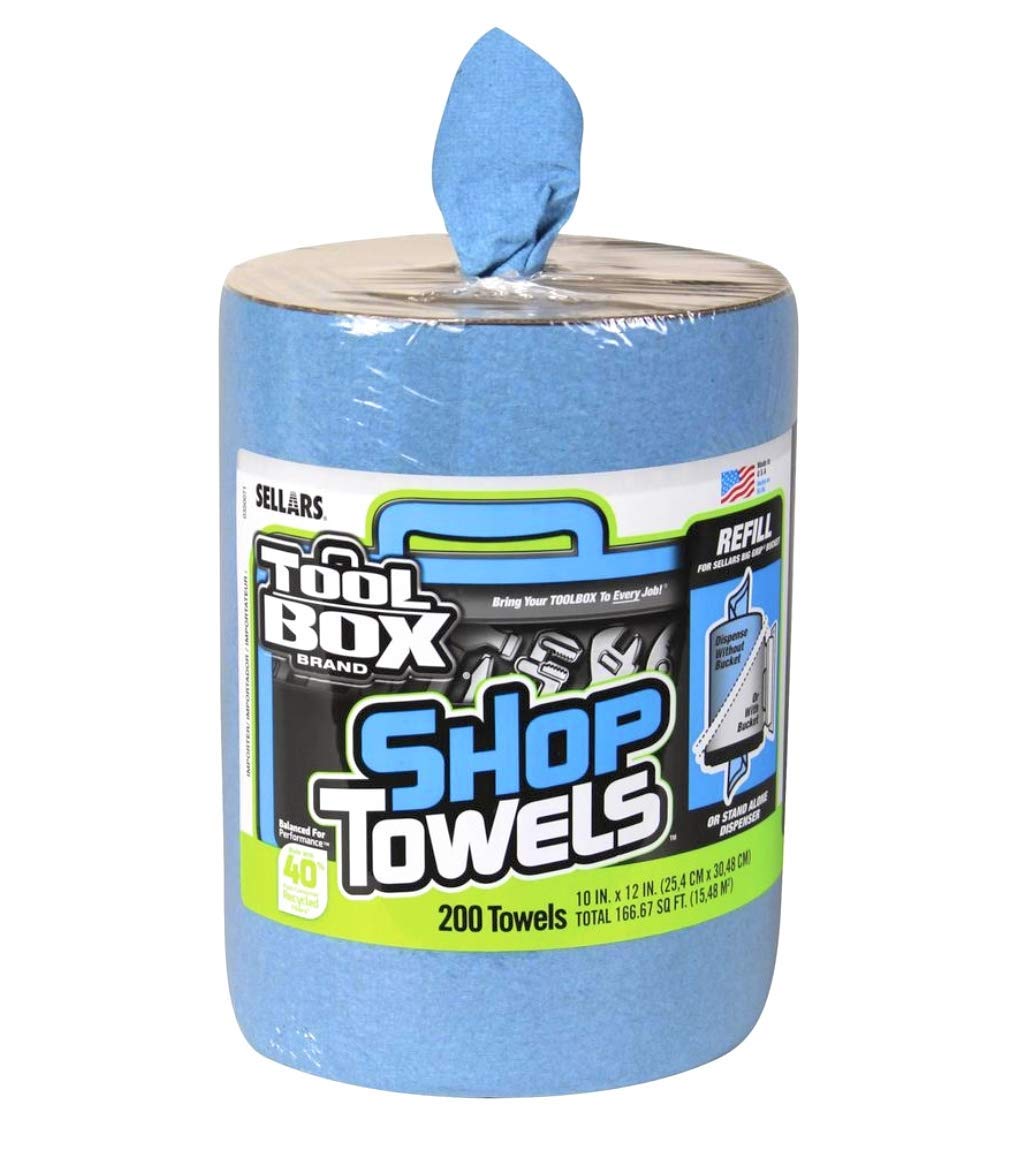 Toolbox 5520701 Big Grip Z400 Bucket Blue Shop Towel Refills, 10"x12", 200-count