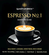 Quantum Brew Espresso No.1 - Freshly Roasted After You Order - High-Performance Espresso Blend, Whole Bean Coffee, 12oz