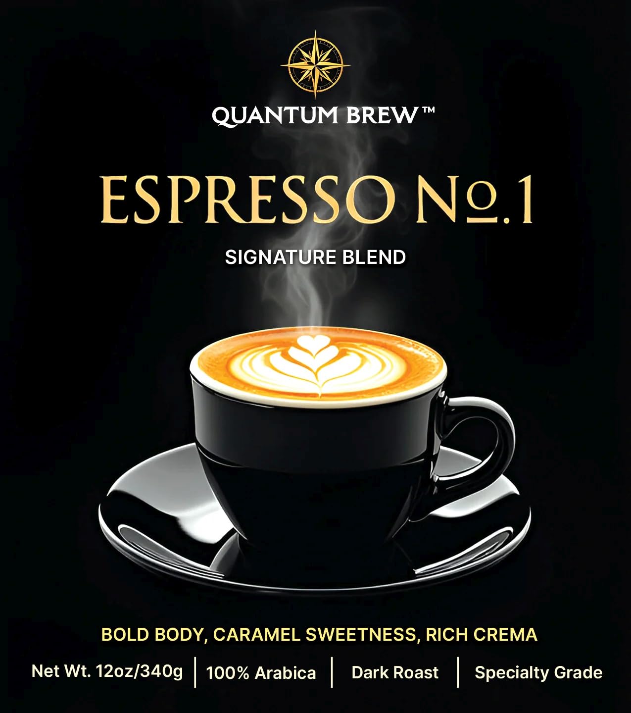 Quantum Brew Espresso No.1 - Freshly Roasted After You Order - High-Performance Espresso Blend, Whole Bean Coffee, 12oz