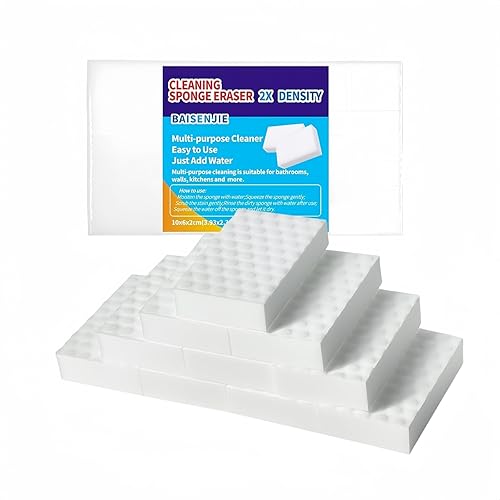 BAISENJIE Magic Sponges Eraser,10 Pack Melamine Sponge in Bulk,2X Density,Long Lasting,Cleaning Sponge for Kitchen, Bathroom,Bathtub, Sink,Furniture