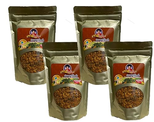 MADE IN THAILAND - THAI FOOD RECOMMEND - 4 PACK OF STIR FRIED MINCED Catfish WITH HOT YELLOW CURRY WITH VERY CRISPY TEXTURE - Pla Dook Fu Kua Kling