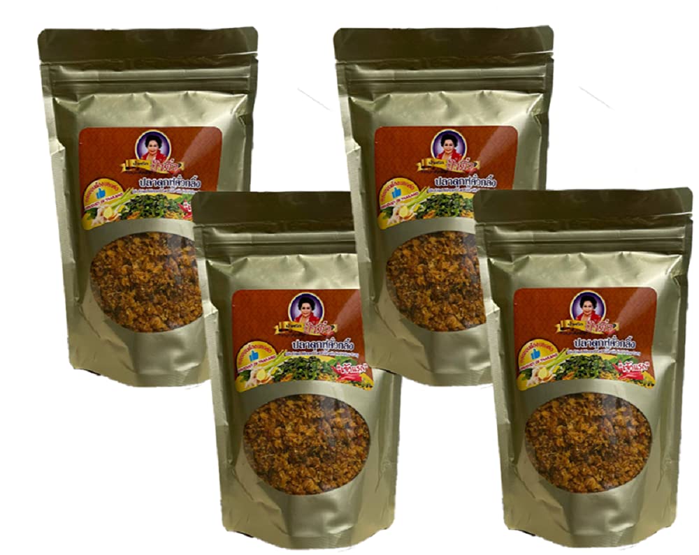 MADE IN THAILAND - THAI FOOD RECOMMEND - 4 PACK OF STIR FRIED MINCED Catfish WITH HOT YELLOW CURRY WITH VERY CRISPY TEXTURE - Pla Dook Fu Kua Kling