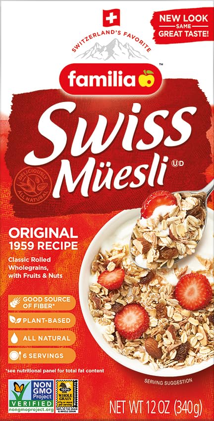 Familia Swiss Muesli Cereal, Original Recipe with Fruit and Nuts - Enjoy Hot, Cold or as Overnight Oats, 12 oz (Pack of 3)