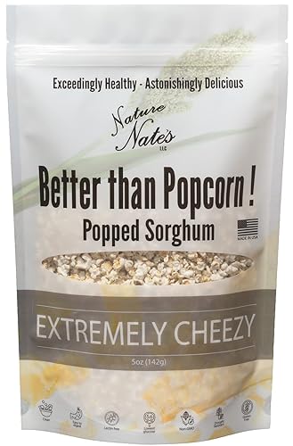 Nature Nate's Extremely Cheezy Popped Sorghum, 5 oz, Popcorn Alternative, Gluten Free Snacks, Celiac-Friendly, Healthy Snacks, Made In USA, Single Bag