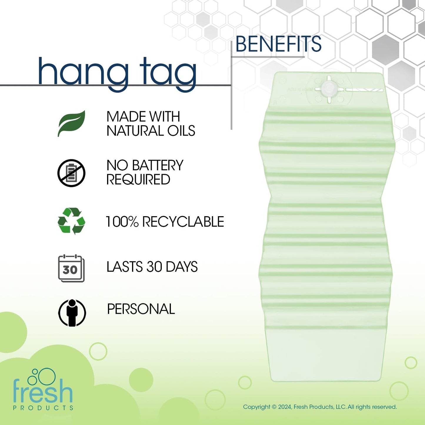 Fresh Products Hang Tag Air Freshener for Small Spaces Discreet Made with Natural Oils Suction Cup to Flat Surfaces Made in the USA Herbal Mint 12