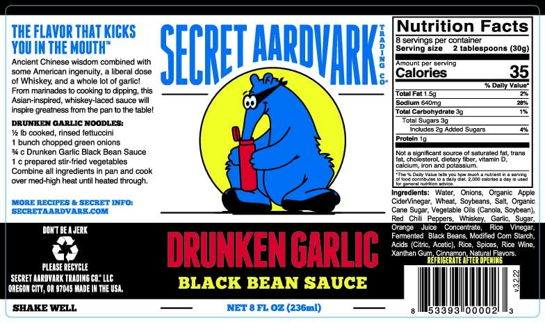 Secret Aardvark Drunken Garlic Black Bean Sauce, 2-Pack 8 fl oz