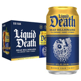 Liquid Death Iced Tea - Dead Billionaire (Black Tea/Lemonade), Less Sugar*, Boost of Caffeine, B Vitamins, No Artificial Sweeteners, 12 Fl Oz (Pack
