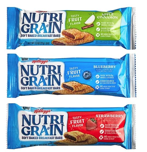 Nutrigrain Breakfast Bars Variety Pack, Healthy Snacks for Energy, Perfect for Kids' Lunch Boxes, Halloween Snack Boxes, and Pantry - 1.3 oz, 16 Bars