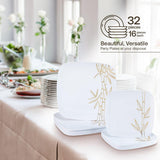 Dining Collection Party Plastic Plates - Bamboo Square - 32 Count- Elegant Premium Durable Combo Pack for Versatile Celebrations (7.5”, 10.25”) 16