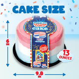 PartyPuffs Jumbo Cotton Candy Cake 13oz - Slices Like Real Cake - Strawberry Vanilla Blue Raspberry - Ready to Serve Gluten-Free Dessert for Birthdays
