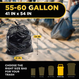 Aluf Plastics 55-60 Gallon Trash Bags Source Reduction Series Value High Density 22 Micron (equiv) Intended for Home, Office, Bathroom, Paper