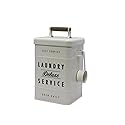 BHG509 Farmhouse Style Decor Laundry Detergent Holder Canister Bin with Scoop, Powder Pods Detergent Laundry Metal Tin Holder Dispenser, Storage