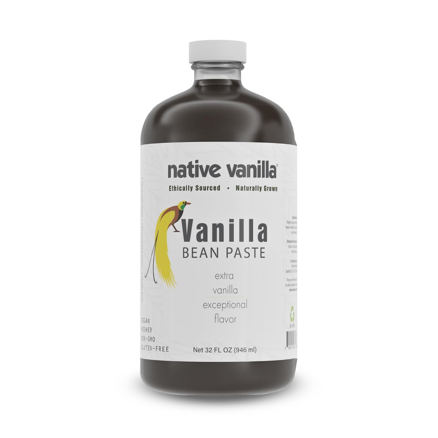 Vanilla Bean Paste - Native Vanilla - All Natural Pure Vanilla Bean Paste - Made with Organic Agave Syrup - For Cooking, Baking & Desserts - 100%