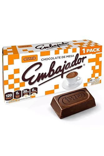 Chocolate Embajador - Chocolate de Mesa 1-Pack | Authentic Dominican Hot Cocoa, Chocolate Caliente & Melting Chocolate, Sweet Baking Chocolate Tablets