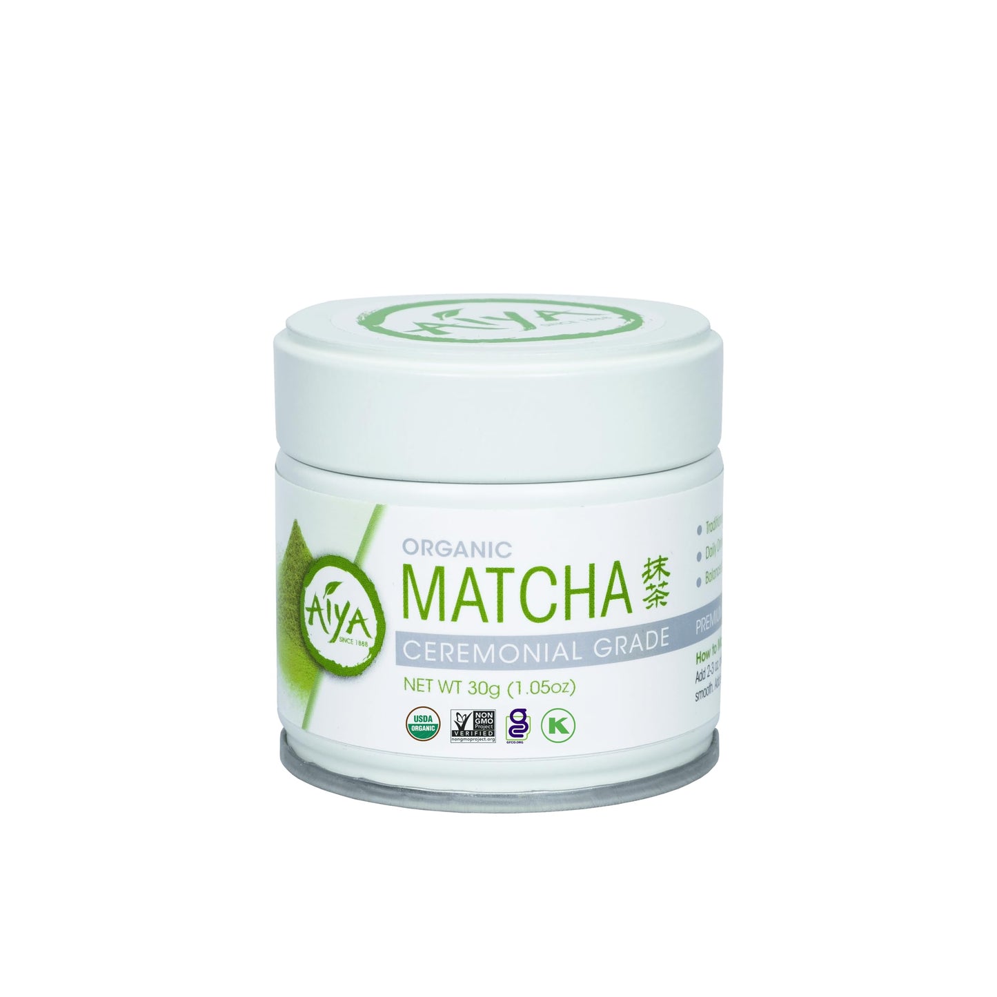 Aiya Organic Ceremonial Grade Matcha Powder - Premium Matcha Ceremonial Grade, Vibrant Jade Green Color, Mild Natural Sweetness, Japanese Tea