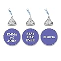 Andaz Press Personalized Very Peri Periwinkle Blue Wedding Collection, Custom Chocolate Drop Label Stickers, Best Day Ever, Custom Name Date Thank You