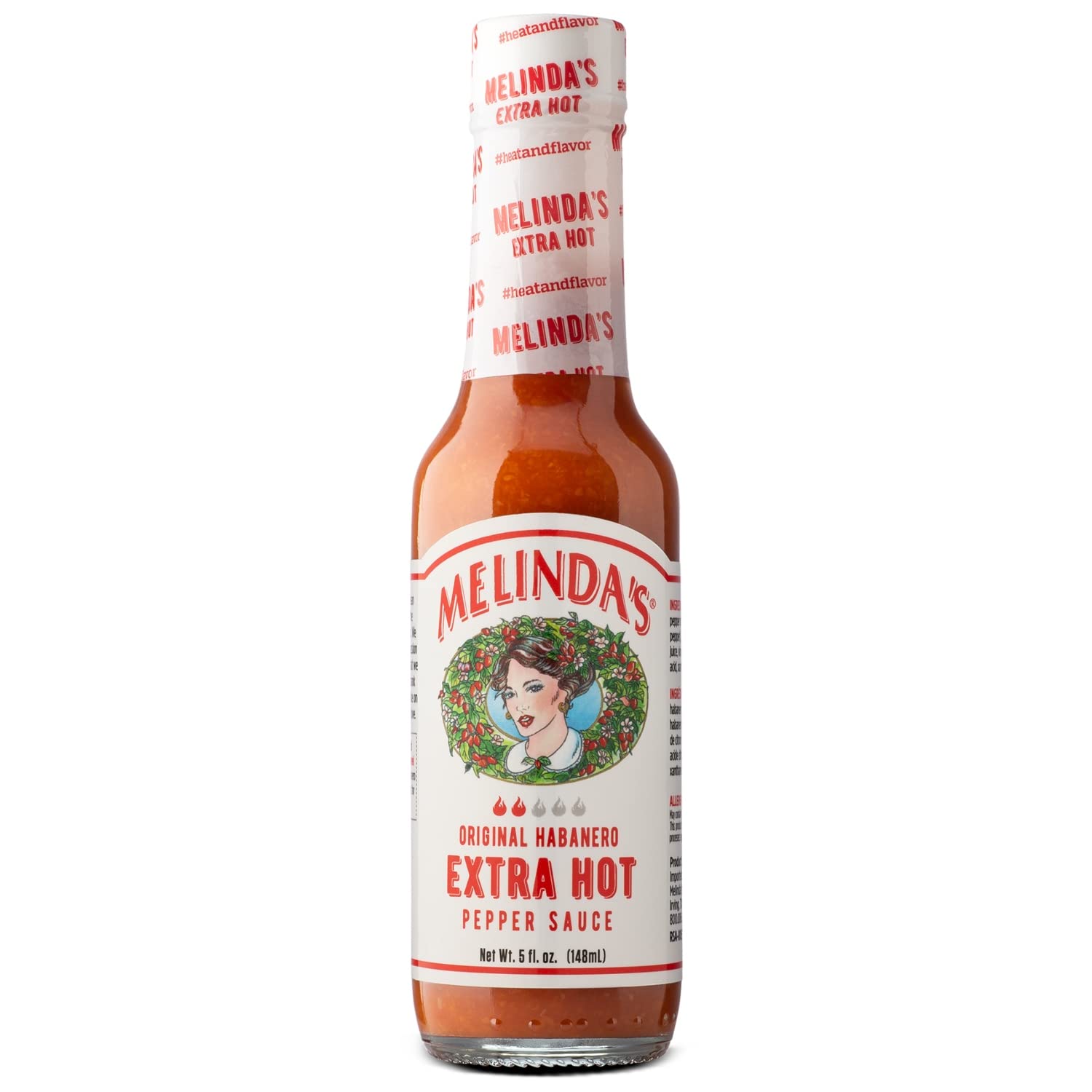 Melinda’s Original Habanero Extra Hot Sauce - Made with Habanero Peppers, Carrots, Onion, Vinegar & Garlic - Keto, Vegan, Gluten Free Hot Sauce - 5oz