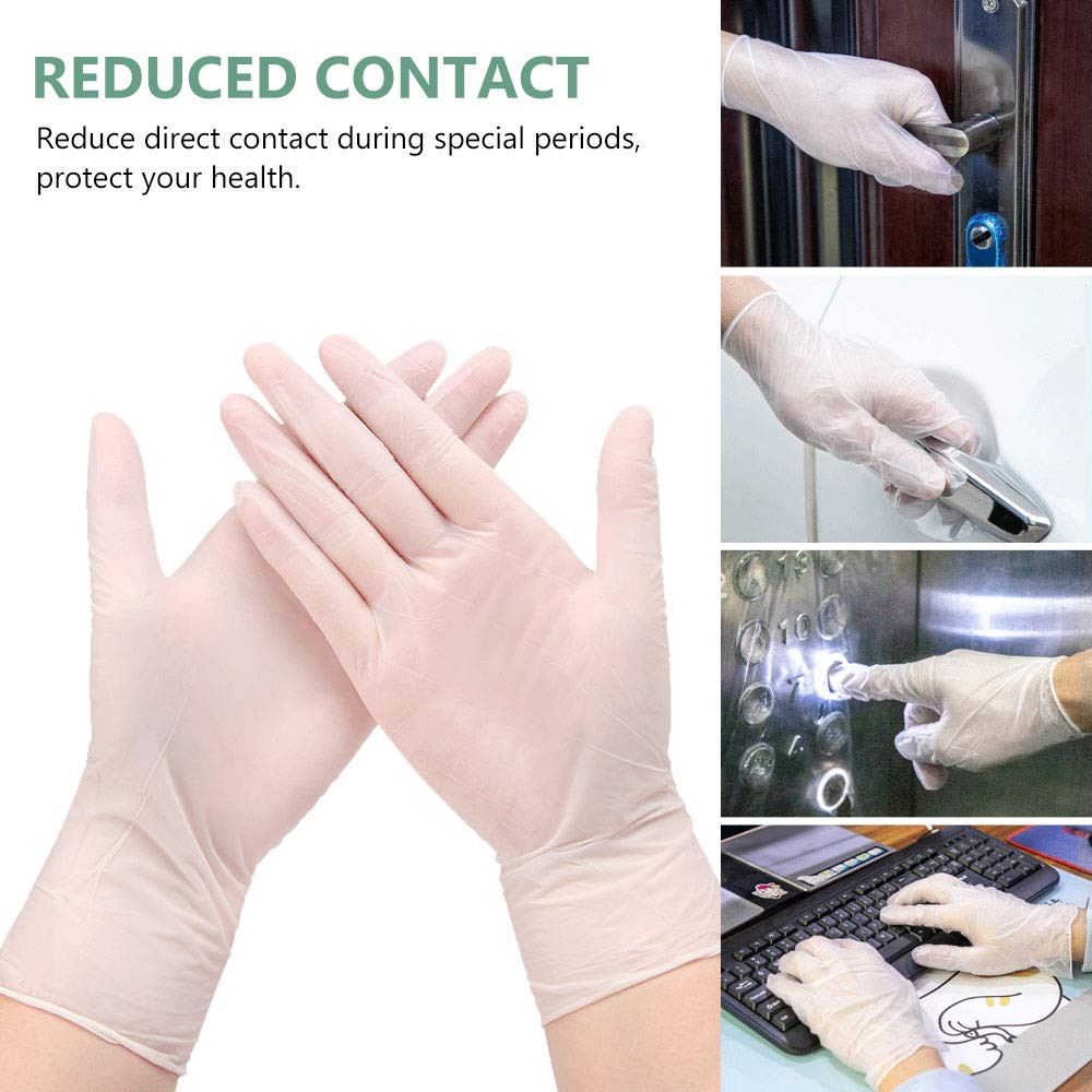 squish Disposable Gloves, 100 Count 4 mil Clear Vinyl Gloves Latex Free Powder-Free Health Glove Cleaning Rubber Glove for Kitchen Cooking Cleaning