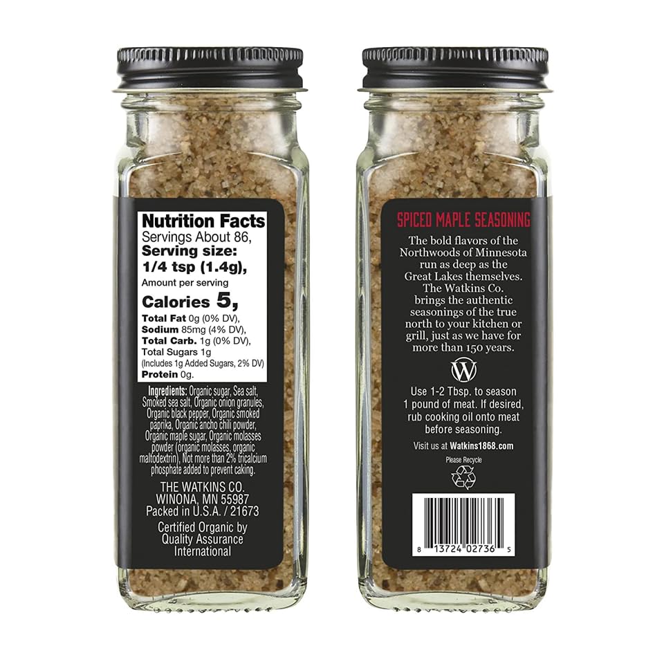 Watkins 1868 Organic Grilling Spiced Maple Seasoning, 4.2 oz (Pack of 1)