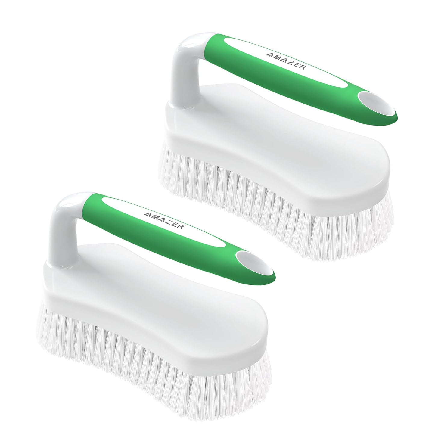 Amazer Scrub Brush for Cleaning Comfort Grip Shower Scrubber Stiff Bristles with Handle Heavy Duty Cleaner Brush for Tub Sink Carpet Floor - Pack of 2