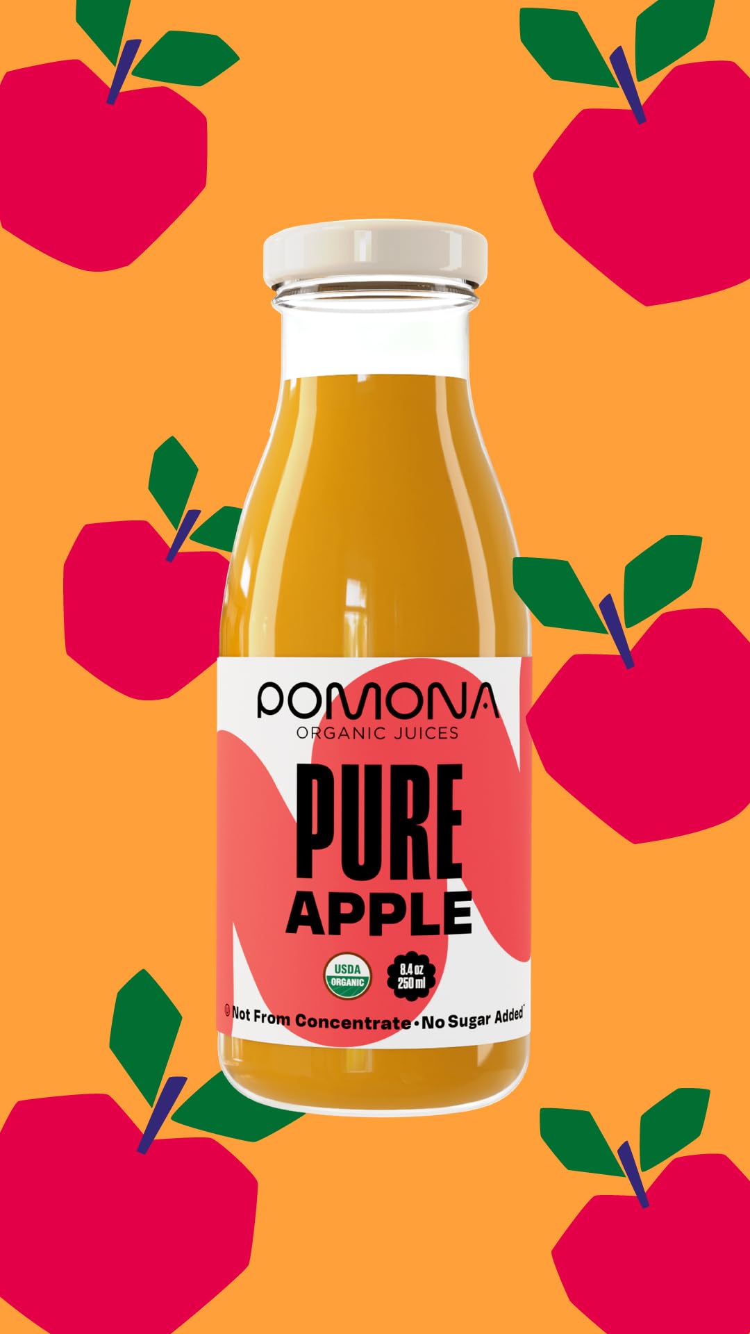 Pomona Organic Apple Juice (Pack of 12), Cold Pressed USDA Organic Juices, Apples And Lemon Juice, No Added Sugar, Not From Concentrate, Vegan