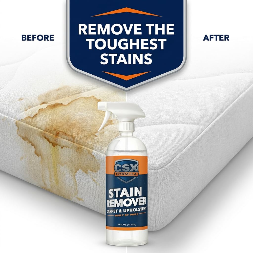 CSX Powerful Stain Remover 24oz - Heavy Duty Carpet & Upholstery Cleaner, Professional Strength, Deep Clean Formula - Removes grease, wine, coffee