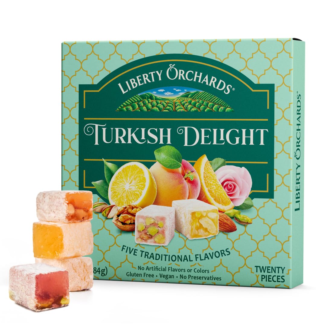 Liberty Orchards, Turkish Delight - Premium Chewy Gourmet Vegan Candy 10 Oz.