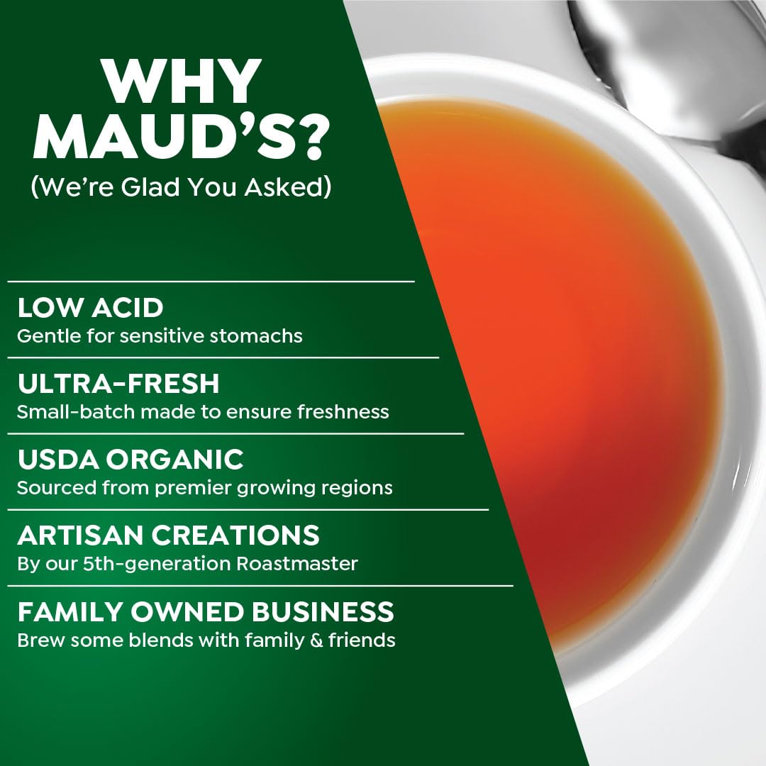Maud's Organic Peppermint Tea Pods, 100 ct, Single Serve Pods - 100% Gourmet Blended Tea Leaves, Compatible with Keurig K Cups Maker
