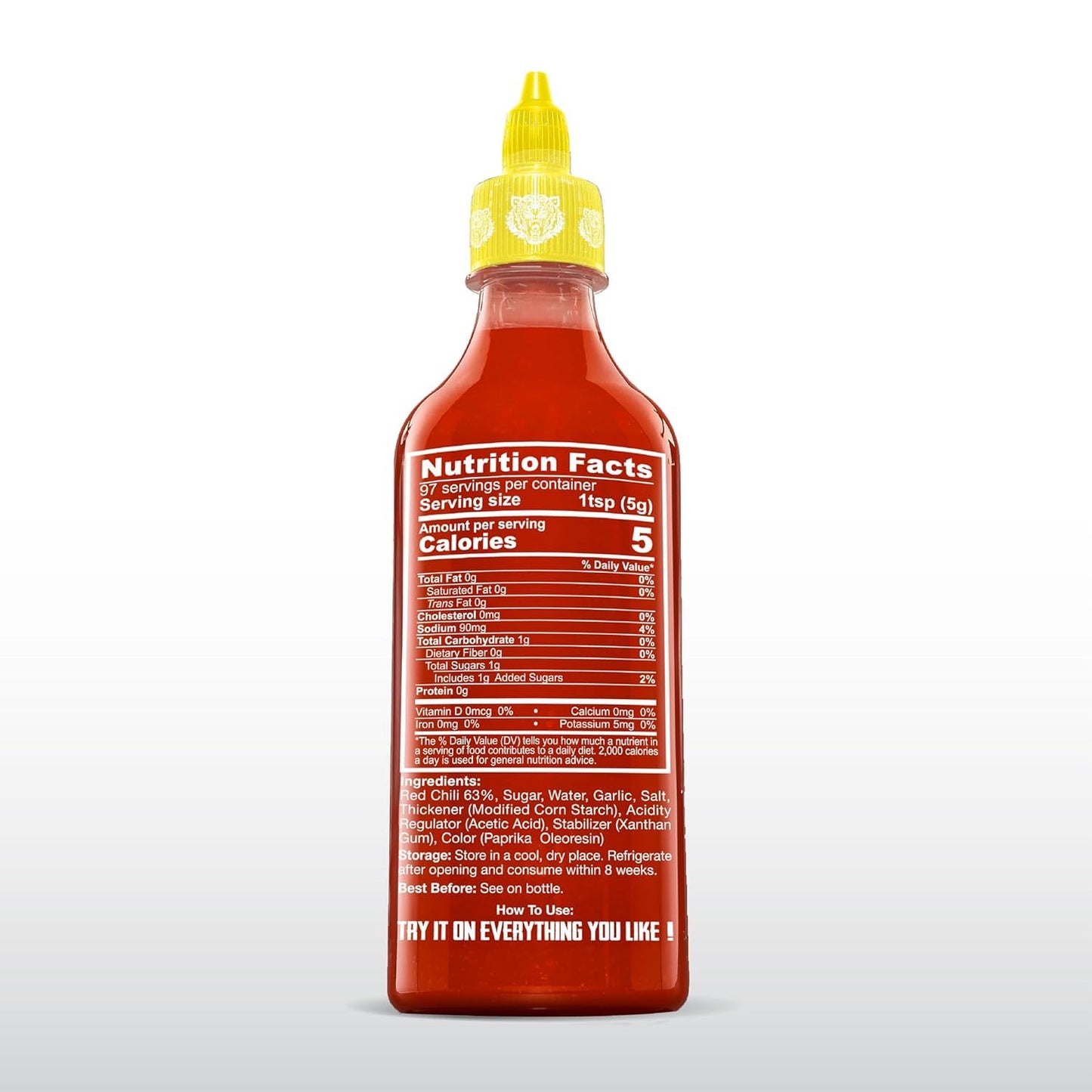Crying Thaiger 17oz Sriracha Chili Sauce - Classic Thai Hot Sauce, Vegan, Gluten-Free, Non-GMO - Made in Thailand (Pack of 1)