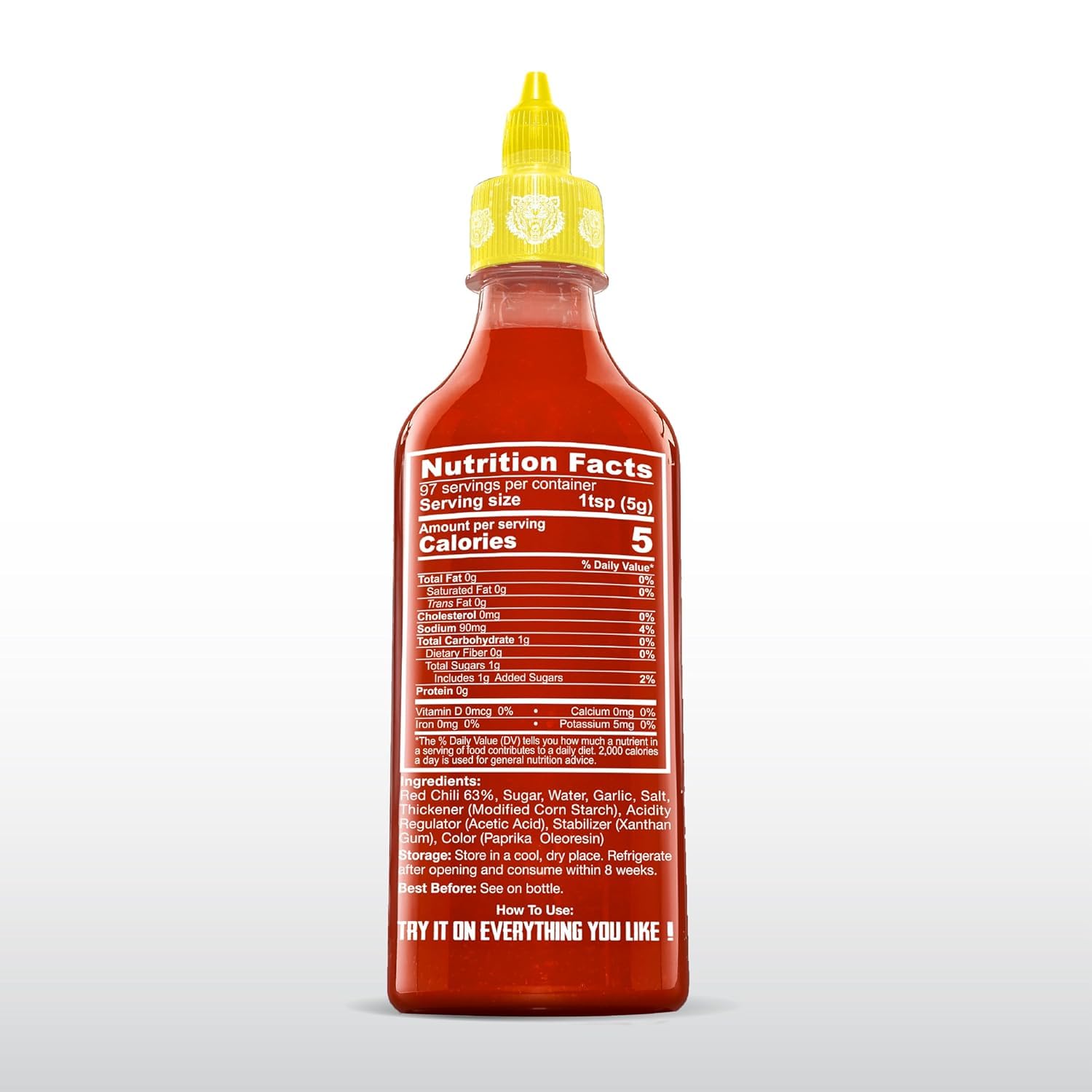 Crying Thaiger 17oz Sriracha Chili Sauce - Classic Thai Hot Sauce, Vegan, Gluten-Free, Non-GMO - Made in Thailand (Pack of 1)