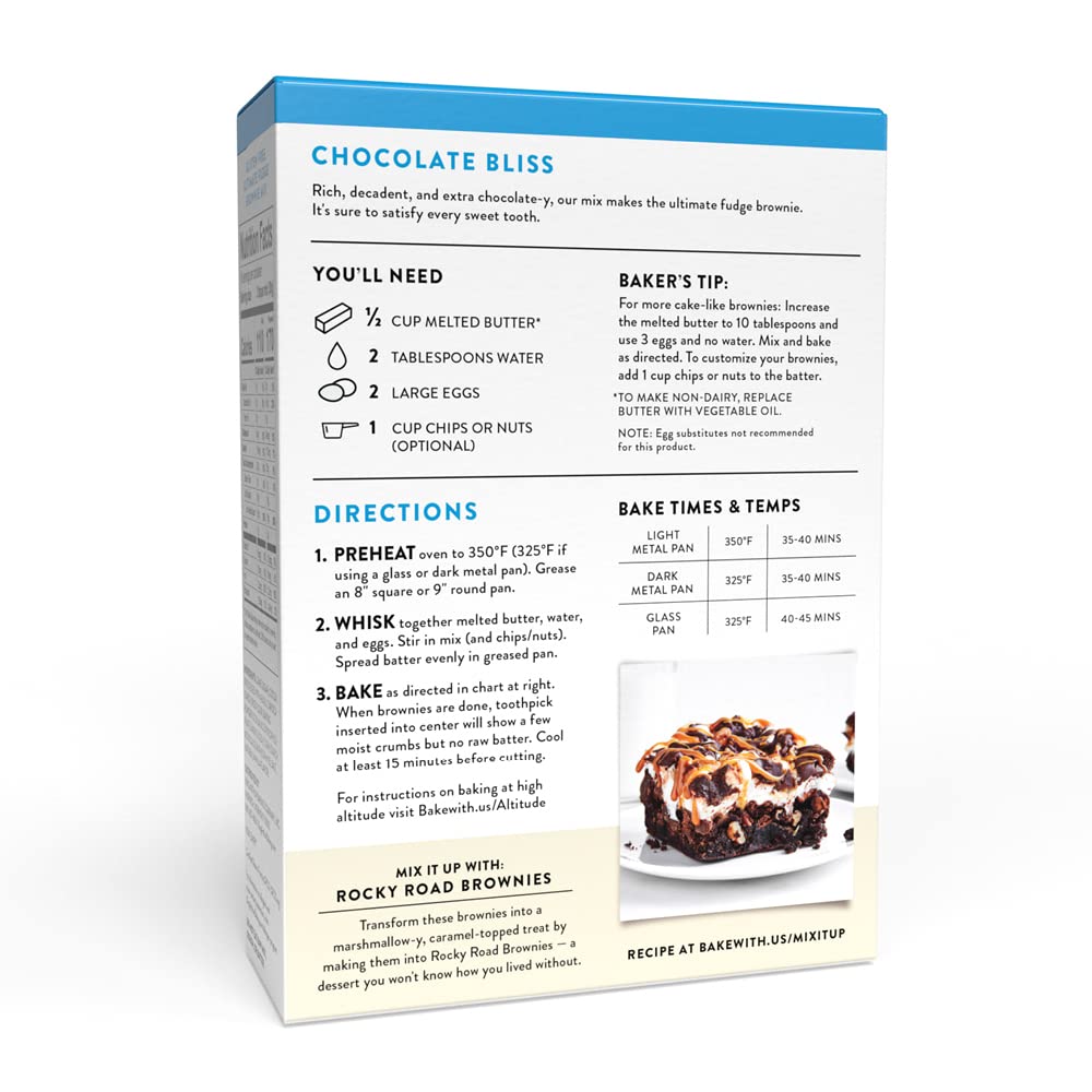 King Arthur Gluten-Free Fudge Brownie Mix, Certified Gluten-Free, Non-GMO Project Verified, Certified Kosher, 17 Oz